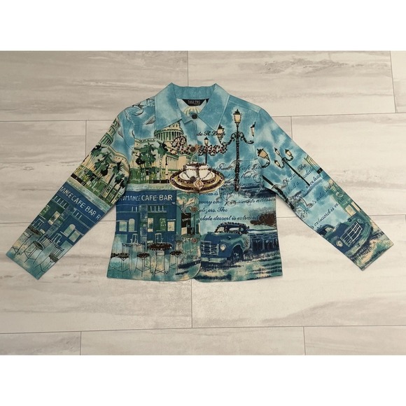 Art to Wear Jackets & Blazers - Take Two Clothing PS Paris Cafe Art To Wear AOP Jacket Sequence Beaded NWOT
